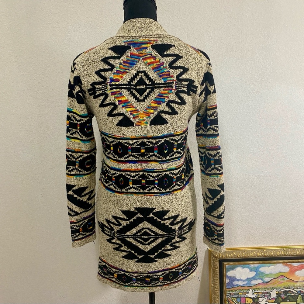 Pinklicious Vibrant‎ Aztec Patterned Cardigan, Cotton Blend, Size L, Cozy, Boho